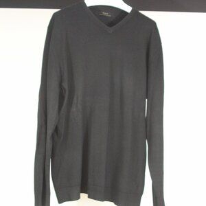 ZARA Men’s Black V-Neck Sweater – Size L